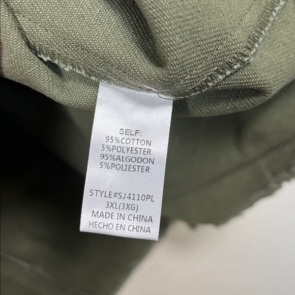 Olive green fringe denim jacket, size 3X - Picture 6 of 7